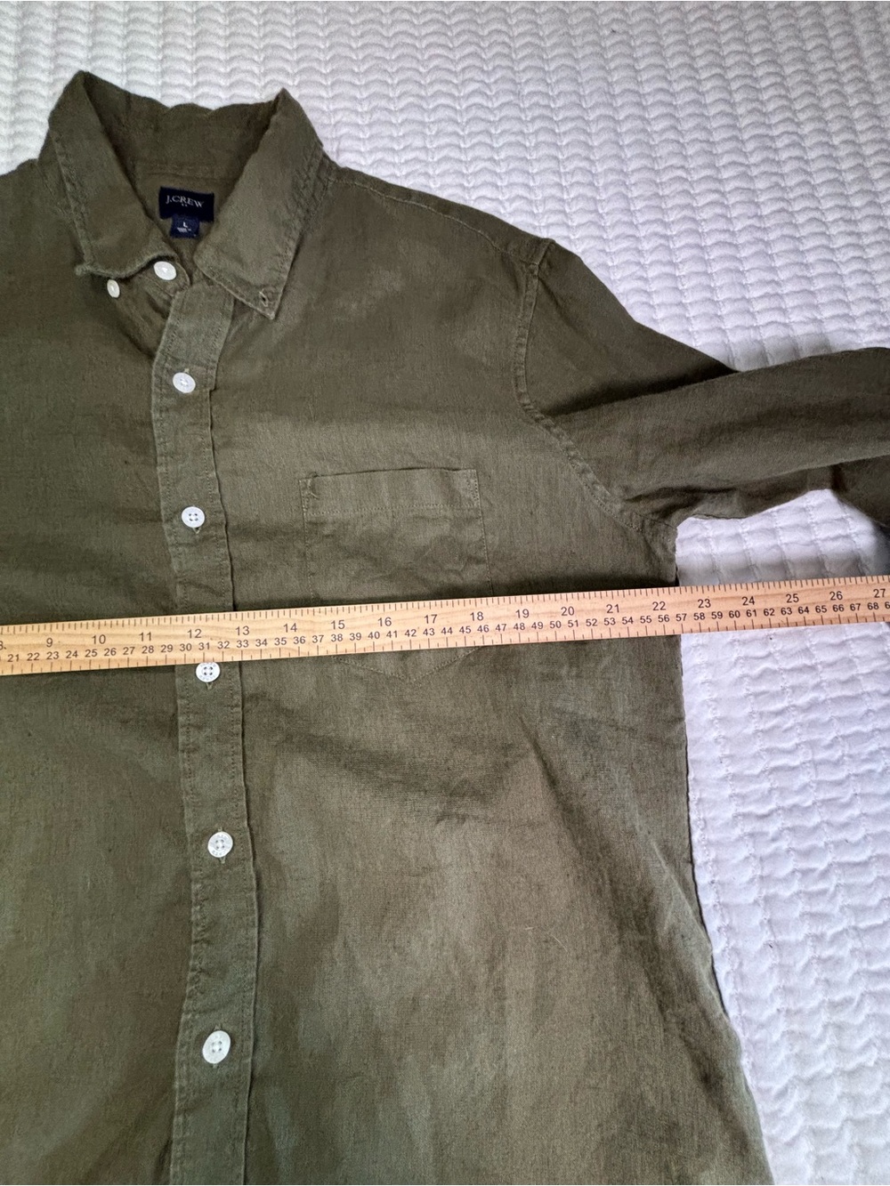 J.Crew Men’s Large Olive Green Linen Blend Button Front Shirt Long Sleeve Casual - Picture 5 of 7